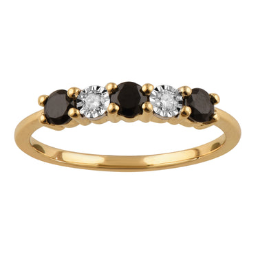 9ct Yellow Gold Natural Sapphire & Diamond Ring