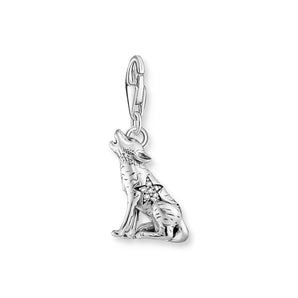 THOMAS SABO Silver Wolf Charm With Moon And Star