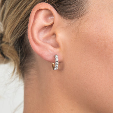 9ct Yellow & White Gold 1 Carat Diamond Hoop Earrings