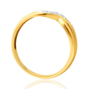 9ct Yellow Gold Crossover Diamond Ring