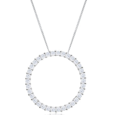 9ct White Gold Circle Of Life Diamond Pendant With Chain