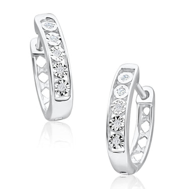 9ct White Gold Exquisite Diamond Hoop Earrings