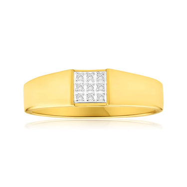 9ct Yellow Gold Diamond Ring with 9 Brilliant Cut Diamonds