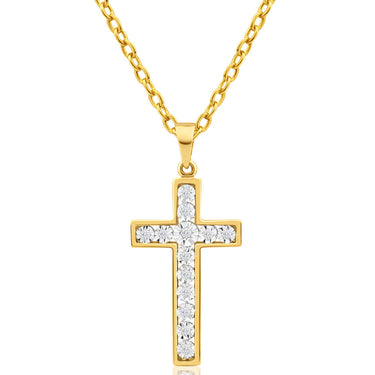9ct Yellow Gold Diamond Cross Pendant