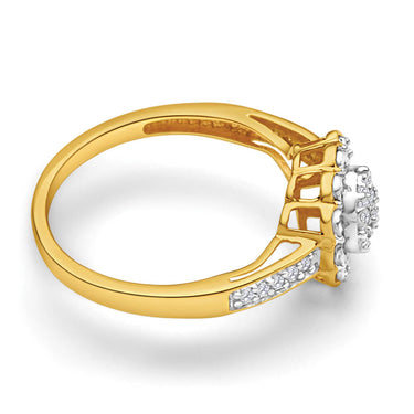 9ct Yellow Gold Diamond Ring Set With 14 Brilliant Cut Diamonds