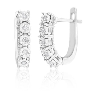 9ct White Gold Diamond Enticing Hoop Earrings