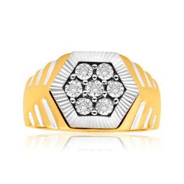 9ct Yellow Gold Diamond Ring Set With 7 Diamonds