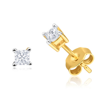9ct Yellow Gold Sublime Diamond Stud Earrings