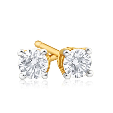 9ct Yellow Gold 1/4 Carat Exquisite Diamond Stud Earrings