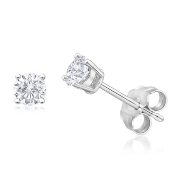 9ct White Gold Diamond Stud Earrings
