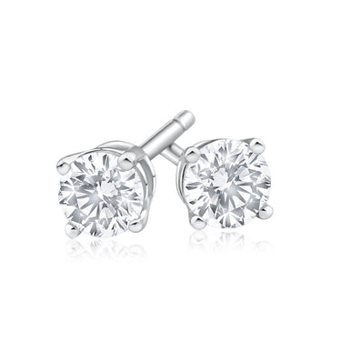 9ct White Gold Diamond Stud Earrings