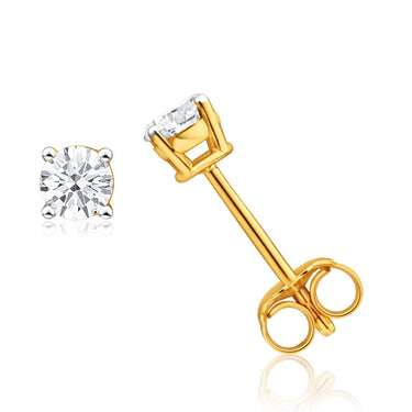 9ct Yellow Gold 1/3 Carat Diamond Stud Earrings