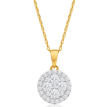 9ct Yellow Gold Gorgeous Diamond Pendant With Chain
