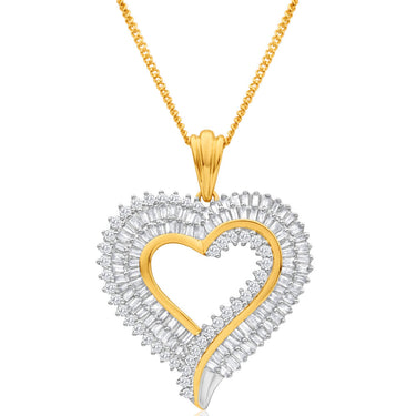 9ct Superb Yellow Gold Diamond Pendant With Chain