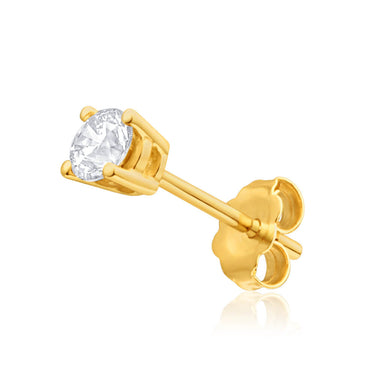 9ct Yellow Gold Diamond Single Stud Earring