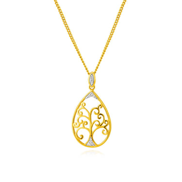 9ct Yellow Gold Diamond Pendant Set with 7 Brilliant Diamonds