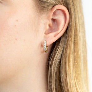 9ct Charming Yellow Gold Diamond Hoop Earrings