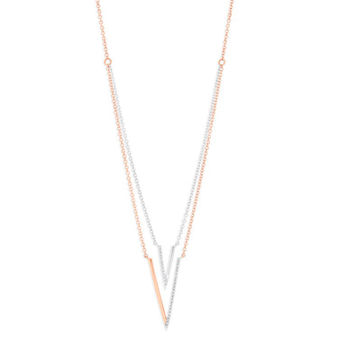 9ct Rose Gold Diamond Pendant With Chain