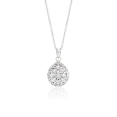 9ct White Gold Diamond Pendant With 46cm Chain