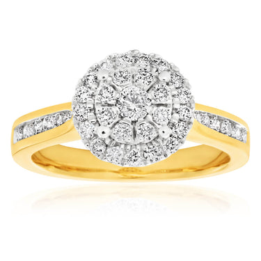 9ct Yellow Gold Diamond Ring Set with 1/2 Carat 38 Stunning Brilliant Diamonds