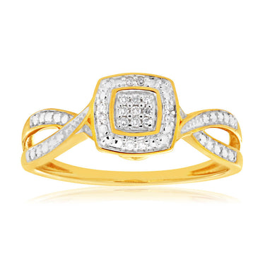 9ct Yellow Gold Diamond Ring Set with 29 Stunning Brilliant Diamonds