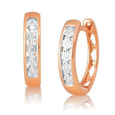 9ct Rose Gold Diamond Hoop Earrings