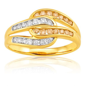 Australian Diamond 9ct Yellow Gold Loop Diamond Ring (TW=50pt)
