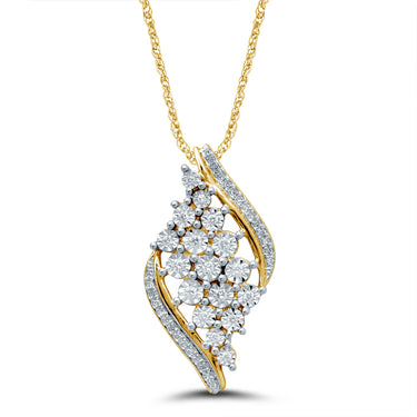 9ct Yellow Gold 1/5 Carat Diamond Pendant on 45cm 9ct Gold Chain