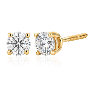 14ct Yellow Gold 0.3 Carat Diamond Stud Earrings with Screw Back Butterfly