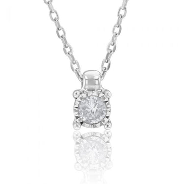 9ct White Gold Dazzling Diamond Pendant With 45cm Chain