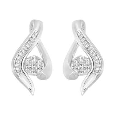 9ct White Gold Refined Diamond Stud Earrings