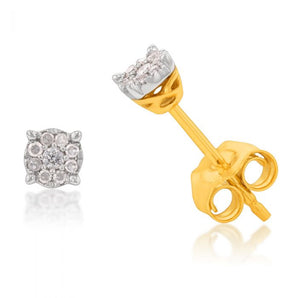 9ct Yellow Gold Majestic Diamond Stud Earrings and Infinity Detail on Side Profile