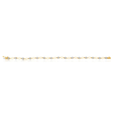 9ct Superb Yellow Gold Diamond 17.5cm Bracelet with 15 Brilliant Diamonds