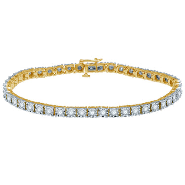 9ct Yellow Gold Magnificent 2 Carat Diamond Tennis Bracelet