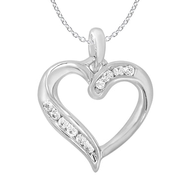 Diamond Heart Pendant on 45cm Chain in 9ct White Gold