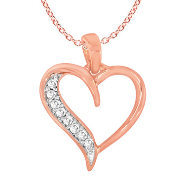 9ct Rose Gold Diamond Pendant With 45cm Chain