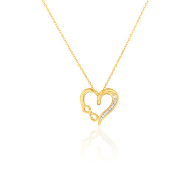 9ct Yellow Gold Diamond Infinity Heart Pendant on 45cm Chain