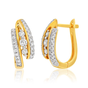 9ct Yellow Gold 1/3 Carat Diamond Earrings