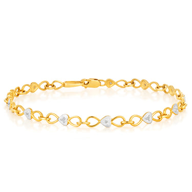 9ct Yellow Gold 5 Points Diamond Bracelet
