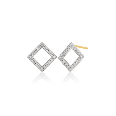 9ct Yellow Gold Geometric Diamond Stud Earring