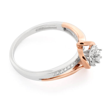 9ct White Gold 0.15 Carat Diamond Ring with Disc Setting and Rose Rhodium