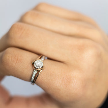 9ct White Gold 0.15 Carat Diamond Ring with Disc Setting and Rose Rhodium