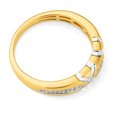 9ct Yellow Gold Eternity Ring with 23 Diamonds with White Rhodium Plating