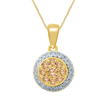 9ct Yellow Gold 3/8 Carat Western Australian Diamond Cluster Pendant on 45cm Chain