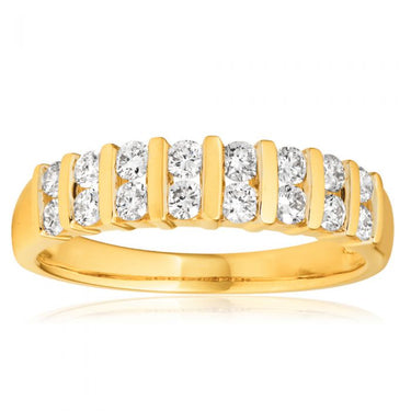 9ct Yellow Gold 1/2 Carat Double Row Channel Set Diamond Ring