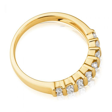 9ct Yellow Gold 1/2 Carat Double Row Channel Set Diamond Ring