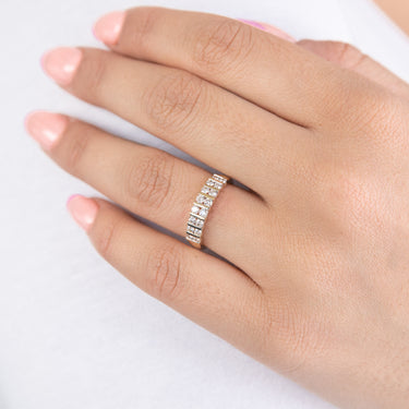 9ct Yellow Gold 1/2 Carat Double Row Channel Set Diamond Ring