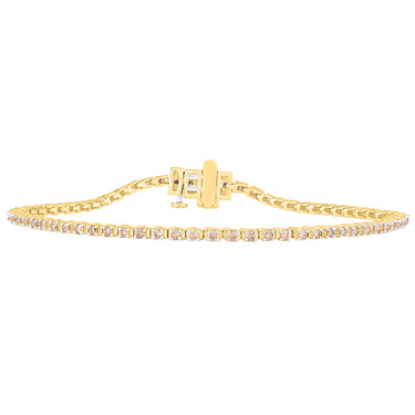 9ct Yellow Gold 2 Carat Diamond Tennis Bracelet set with 54 Brilliant Diamonds 18cm