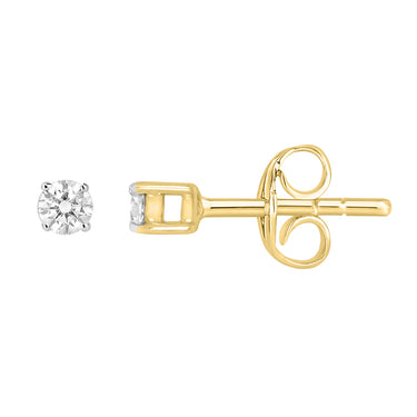 9ct Yellow Gold 1/10 Carat Diamond Stud Earrings