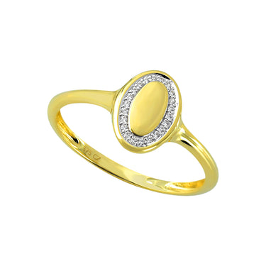 9ct Yellow Gold Diamond Signet Ring with 22 Brilliant Diamonds